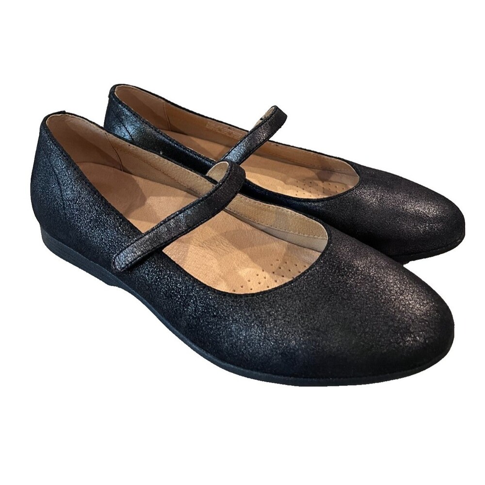 Dansko Womens EU 39 US 8.5-9 Lilly Graphite Metallic Suede Mary Jane Flats Shoes